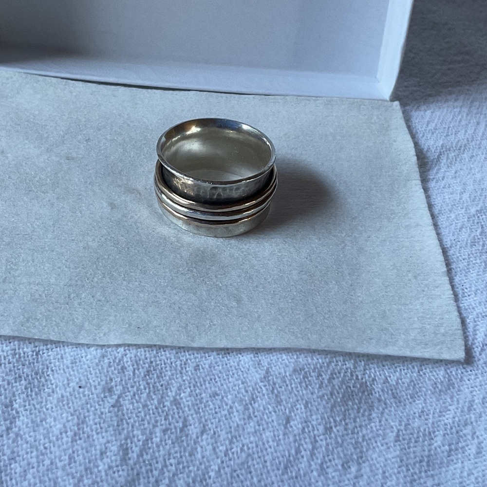 Stacked Sterling Silver Band Ring - Mixed Finish